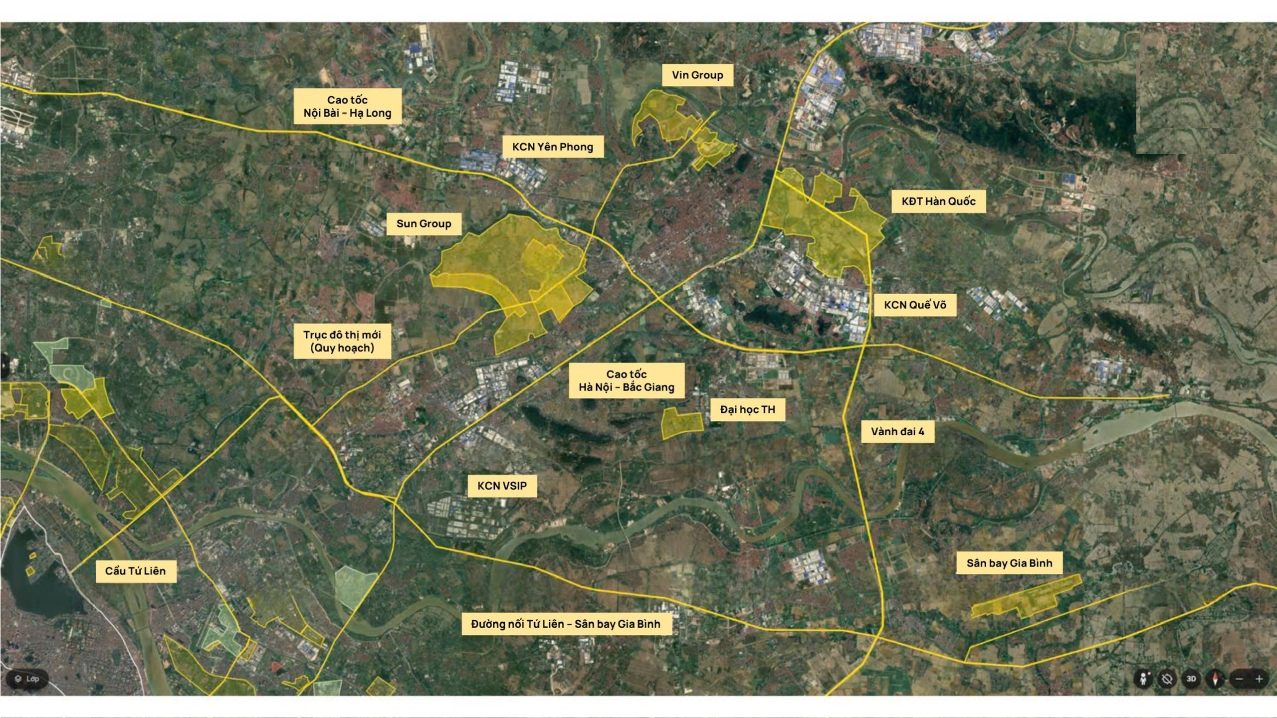 VỊ TRÍ SUN BẮC NINH SO VỚI TRỤC VÀNH ĐAI 4 & CAO TỐC HÀ NỘI – HẠ LONG