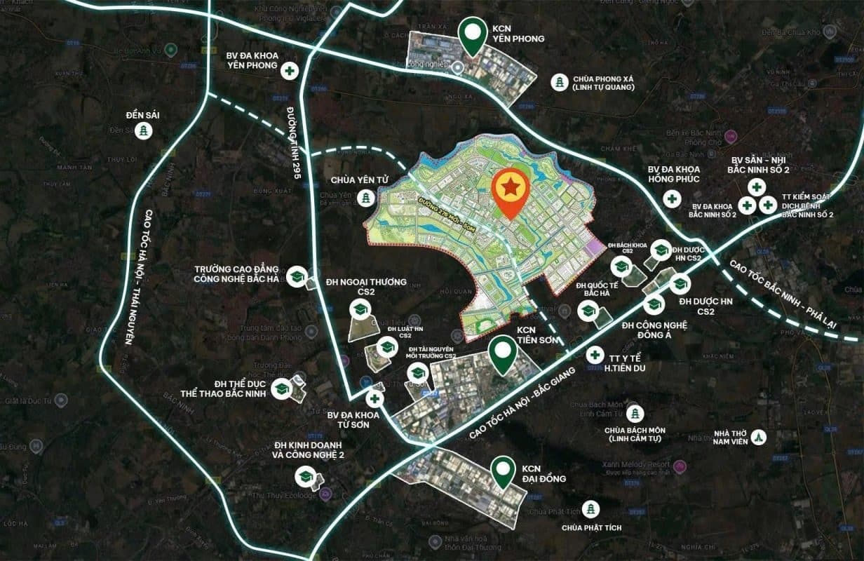 VỊ TRÍ SUN BẮC NINH SO VỚI CÁC DỰ ÁN KHÁC